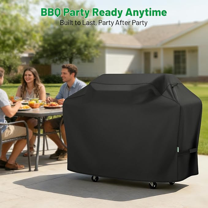 70 Inch Grill Cover for Outdoor Grill, Heavy Duty Waterproof Large Barbecue Cover for Weber, Char-Broil, Nexgrill 4-6 Burner Grills, Gas BBQ Grill Cover with Handle Strap, Black