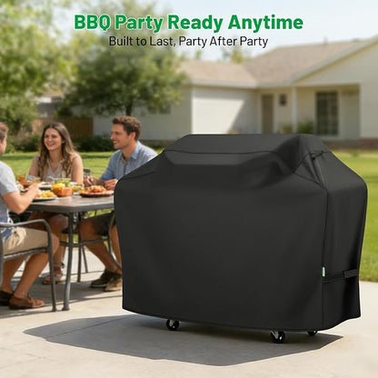 Grill Cover 65 Inch, Waterproof Barbecue Gas BBQ Grill Cover for Weber, Char-Broil, Nexgrill 3-6 Burner Grill, Heavy Duty High Density Material, All Weather Protection, Black