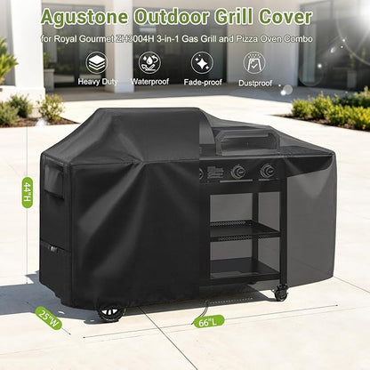 66 Inch Grill Cover for Royal-Gourme-t ZH3004H 3-in-1, Outdoor Waterproof Cover for BBQ Propane Gas Grill and Pizza Oven Combo with Side Burner- 66x25x44 in