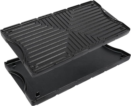 Ceramic Nonstick Reversible Griddle for Coleman Cascade & Triton, 17.4" x 8.5" Flat & Ribbed Camping Griddle | Built-In Storage Fit, No-Wobble Stable Design, Compatible with 2-Burner Camp Stoves