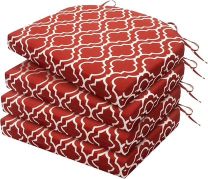 HARBOREST Outdoor Chair Cushions Set of 4, Water Resistant Patio Chair Cushions with Ties, Outdoor Seat Cushions for Patio Furniture, 17"x16"x2", Wine Red Geometry