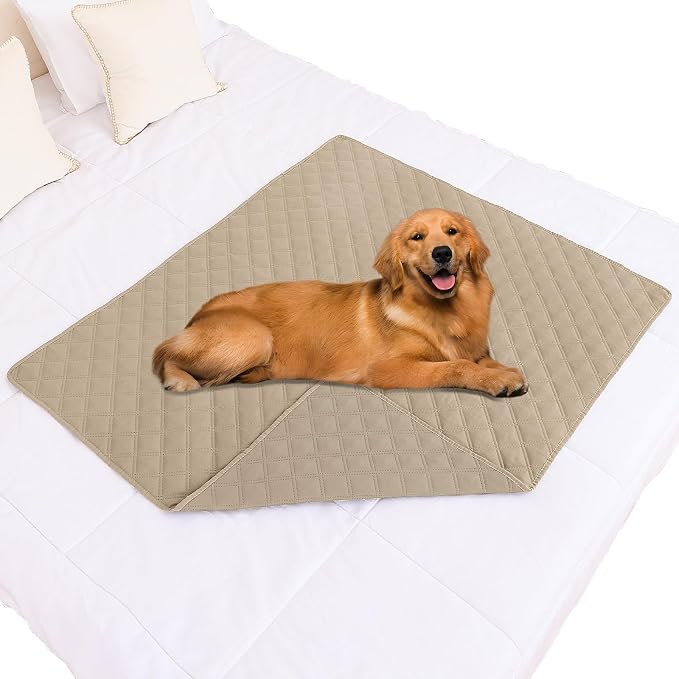 Smiry Waterproof Reversible Pet Couch Covers for Dogs | Pet Friendly, Soft Fabric, Washable Sofa Furniture Protector for Dogs Cat Kids, Checkered (40"x50", Taupe/Taupe)