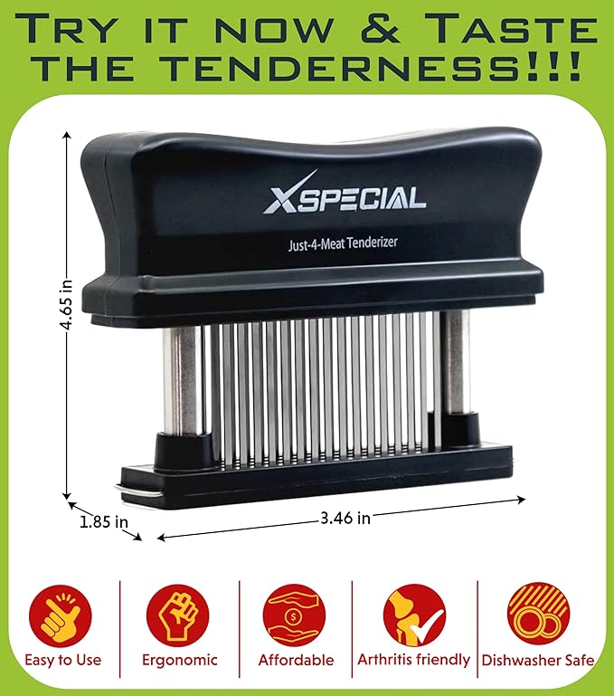 XSpecial Meat Tenderizer Tool 48 Blades Stainless Steel - Kitchen Cooking Gadgets Tools with Ultra Sharp Needle That Makes Steak & Chicken Tender - No More Hammer, Meat Pounder Or Mallet