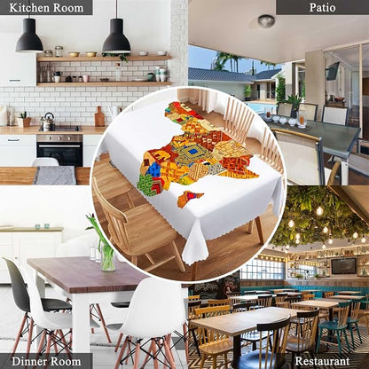Swono Africa Map Tablecloths Vintage Africa Map with Countries Kitchen Dinning Table Cloth Tabletop Decoration, Polyester Table Cover for Indoor Outdoor 50x72 Inch Tablecloth