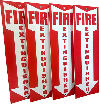 (4 pack) Fire Extinguisher Signs Fire Extinguisher For Business Office or Warehouse 80 mil Thick Plastic