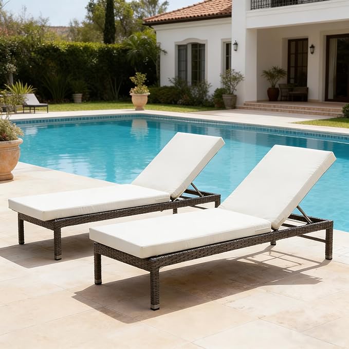 72x21 Inches Chaise Lounge Cushions Outdoor Replacement for Pool Side Waterpoof Patio Lounge Chair Cushions, Beige