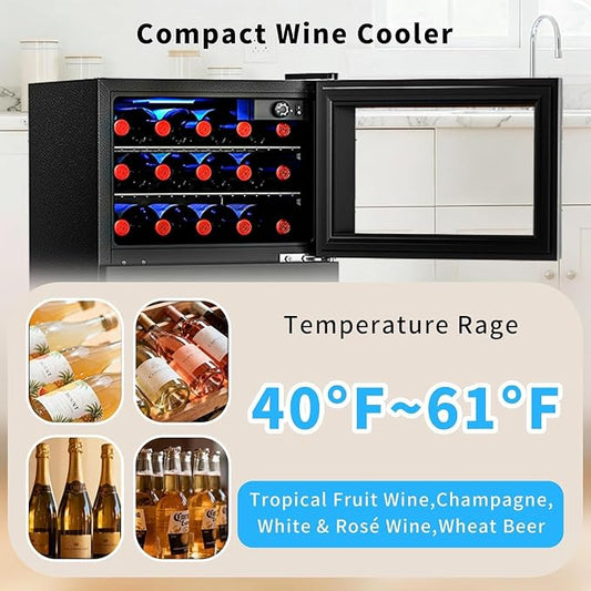 Antarctic Star 2.6 Cu. Ft Compact Beverage Refrigerator with Freezer, Mini Fridge, Adjustable Temp, Reversible Door, LED Light for Home Office Bar Bedroom