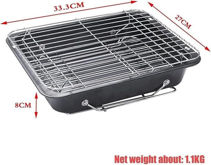 BBQ Grill Barbeque Grill Outdoor Charcoal Grill Portable Foldable Barbecue Grill Tool for Picnic Patio Backyard Barbeque Grill for Camping (Black 33.3 * 27 * 8cm)