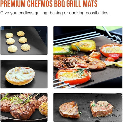 Grill Mats - Nonstick Teflon BBQ Mats, Reusable & Easy to Clean (Set of 6), 15.8 x 13-Inch, Black