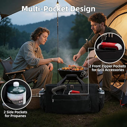NOELIFE Grill Carry Bag for Weber Q1200 Q1000 Q1400 Liquid Propane Grill, 600D Water-Resistant Outdoor BBQ Grilling Carrying Case for Weber Q1200, Black (Bag Only)