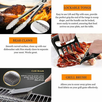 MUJUZE BBQ Grill Accessories Set,Grill Accessories Gifts for Fathers Day,BBQ Grill Sets for Men,31PCS Grilling Gifts for Men,Grilling Accessories with Apron for Dad,Barbecue Tool Sets