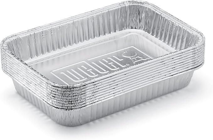 Weber Aluminum Drip Pans 10‑Pack – Disposable Foil Pans for Indirect Cooking, Catching Drippings, Ideal for Roasts, Turkeys & Gravy Drippings - Compatible with Weber Gas Grills