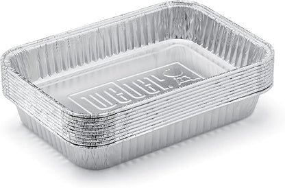 Weber Aluminum Drip Pans 10‑Pack – Disposable Foil Pans for Indirect Cooking, Catching Drippings, Ideal for Roasts, Turkeys & Gravy Drippings - Compatible with Weber Gas Grills