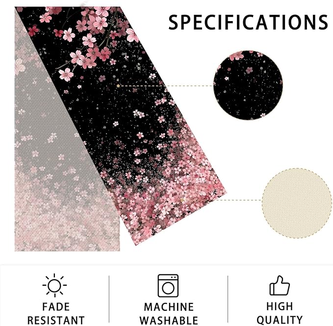Japanese Cherry Blossoms Table Runner,Dining Decor for Kitchen Coffee Table Family Dinners Holiday Parties Wedding Events Decor(13x72 inch)