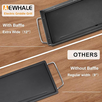 AEWHALE 35" Electric Nonstick Extra Large Griddle Grill-Teppanyaki Grill BBQ Indoor/Outdoor with Adjustable Temperature,Detachable for Easy Cleaning,Extra Wide