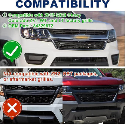 LED Front Grill Lights for 2015-2020 Chevrolet Chevy Colorado Accessories | 4Pcs Grill Light Bar Fits Colorado Z71 WT LT OEM Grille Only Waterproof Smoked Lens Colorado lights bright 5000K (White Led)