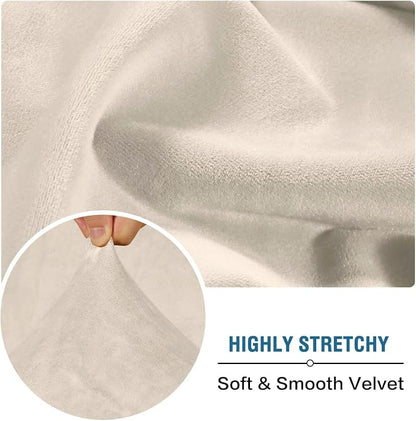 H.VERSAILTEX Velvet Stretch Individual Chaise Cover Sectional Couch Covers for L Shaped Sofa Both Left/Right Furniture Protector Seat Cushion Sofa Cover (1 Piece Chaise Cover, Ivory)