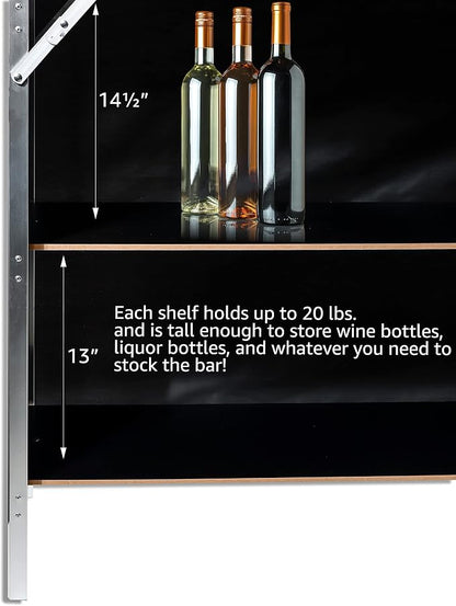 Trademark Innovations Skirt and Carrying Case Included Portable Bar Table, 2 Shelves, Silver