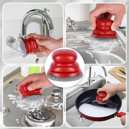 Cast Iron Scrubber and Scraper, Chain Mail Scrubber Cast Iron for Cleaning Dishes, Stock Pots, Pans, Griddles, Grills, Dish Scouring Pads