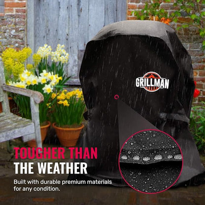 Grillman Heavy Duty BBQ Grill Cover for Outdoor Grill, 30 Inch – Waterproof, Weather Resistant, UV & Fade Resistant with Adjustable Straps – Gas Grill Cover for Weber, Genesis, Charbroil, etc. Black