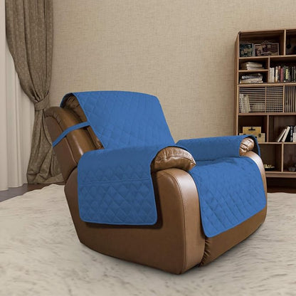 Easy-Going Reversible Couch Cover, Oversized Recliner, Blue/Ivory | Machine Washable Slipcover For Dogs, Water Resistant Furniture Mat For Living Room, Non-Slip Sofa Cover, Pet Friendly