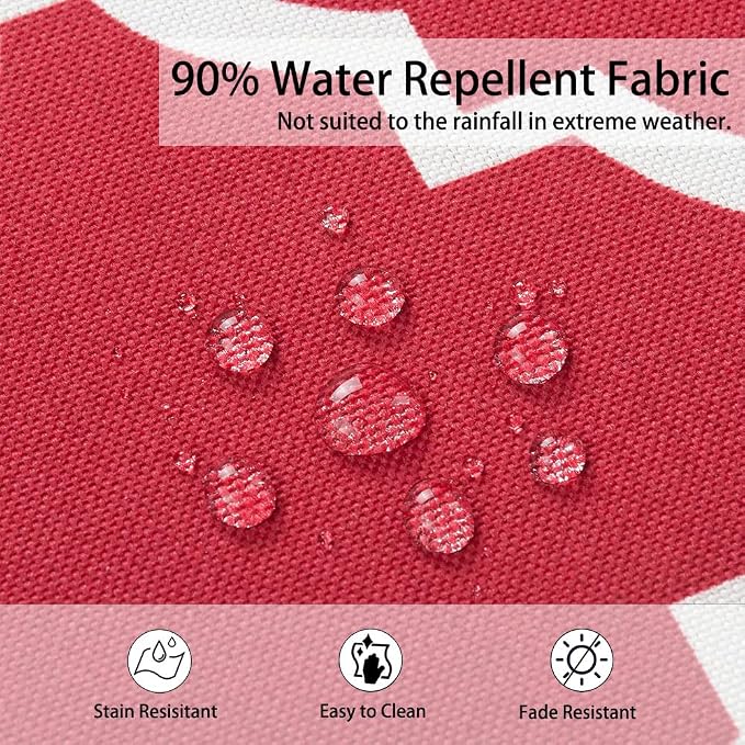 Magpie Fabrics Indoor Outdoor Cushion Cover Replacement 2 Pack, NO INSERT! Water Repellent Slipcover with Ties Christmas Decor for Patio Garden Chair Seat Sofa Bench Wicker(Geometry Red, 20x18x4 Inch)