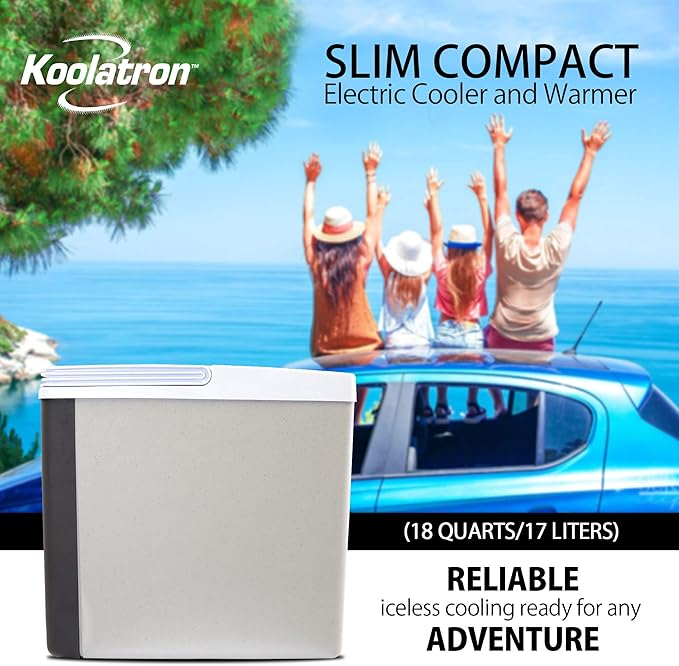 Koolatron 12V Iceless Cooler & Warmer – Portable 18 qt Electric Cooler/Nevera Portátil Eléctrica for Car Truck Camper Boat Hard Sided Mini Fridge for Camping Picnic Travel Lunch Food Drinks Office