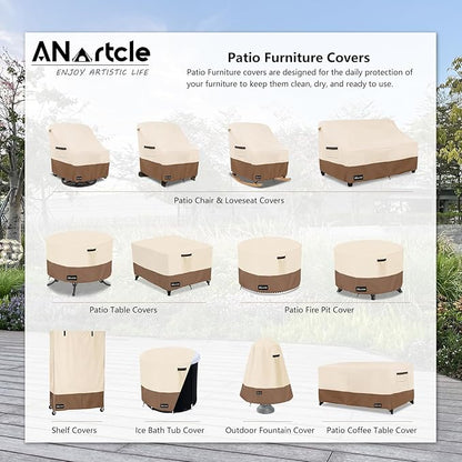 ANartcle Patio Adirondack Chair Cover 2 Pack,600D Waterproof Heavy Duty Outdoor Chair Covers,Adirondack Chair Covers(30W x 34D x 36H inches),Patio Furniture Covers,Beige&Brown