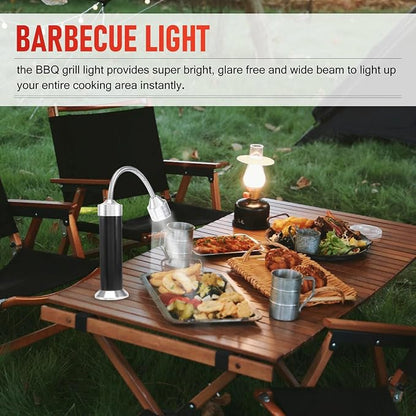 2 Pack Barbecue Grill Light Magnetic 360 Degree Adjustable BBQ Light Weather Resistant Outdoor Grill Lights BBQ Accessories Tools Set, Black
