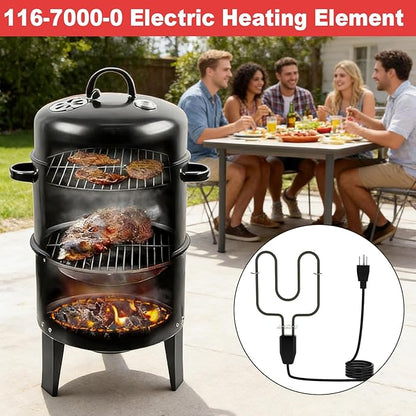 116-7000-0 Electric Heating Element for Brinkmann Gourmet Electric Smoker Compatible with SmokeN Grill 810-5290-5 810-5290-C 810-7080-0 810-7080-K 810-7090-S Heating Component (120V 1500W)