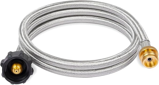 SHINESTAR Propane Hose Adapter & 5 FT Braided Hose for Coleman Stoves, Blackstone 17" 22" Tabletop Griddle, Char-Broil Portable Grills, Weber Q Grills, Buddy Heaters - Converts 1 lb to 20 lb Cylinders