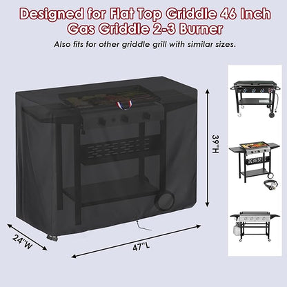 46 Inch Grill Cover for Flat Top Griddle 46" Gas Griddle Cover BBQ Covers Waterproof Propane Griddle Cover Outdoor Gas Grill Cover - 46"x24"x39"