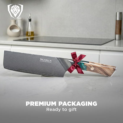 Dalstrong Valhalla 7" Nakiri Knife — Japanese Vegetable Cleaver, 9CR18MOV HC Steel (8–12° Edge), Unique Wood + Resin Handle — For Precision Veg Prep, Asian Cooking & Stir-Fry