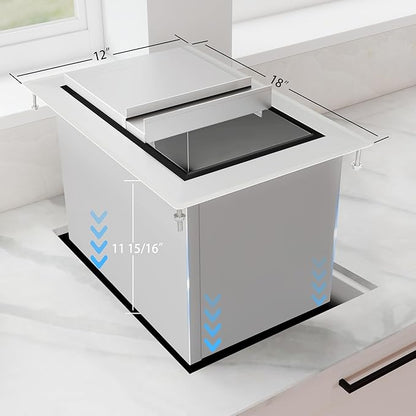HARDURA Drop-in Stainless Steel Ice Bin | Commercial, Insulated Ice Chest, Sliding Cover, For Storing Ice Cold Wine Beer