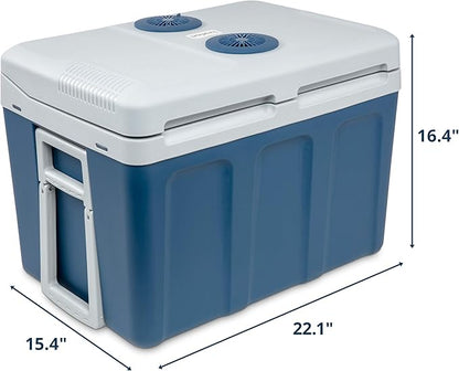 Ivation Electric Cooler & Warmer with Wheels & Handle |48 Quart (45 L) Portable Thermoelectric Fridge For vehicles & Trucks| 110V AC Home Power Cord & 12V Car Adapter for Camping, Travel & Picnics