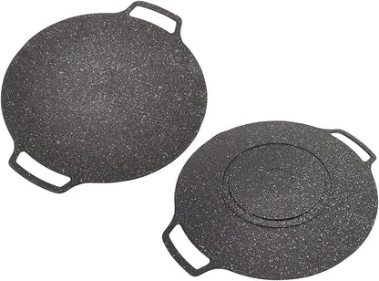Korean Grill Pan,14.17inch Nonstick Round Griddle Grill Pan for Korean BBQ,Round BBQ Griddle with Handle,Multifunctional Stove Plate for Meats, Pancakes, Ribs