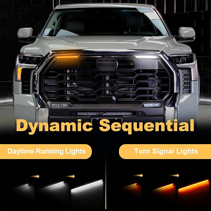 Led Grille Lights bar for 2022-2026 Toyota Tundra TrdSport Off-road | Daytime Running Drl Grills led Bar Turn Signal Light For Tundra trd assembly accessories