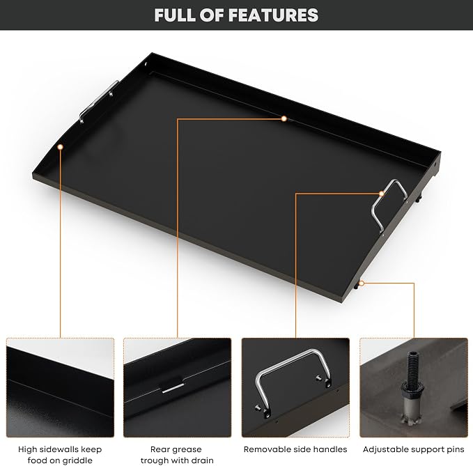 Stanbroil 28 Inch Non-Stick Replacement Griddle Top for Blackstone | Easy-Release Surface, Rear Grease Management, Easy Cleanup