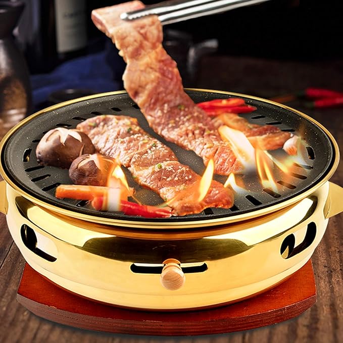Portable BBQ Grill, Premium Charcoal Grill Table Grill Stainless Steel Barbecue Charcoal Grill for Ourdoor Camping 34.5X13cm,Black