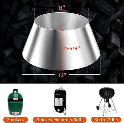 Stainless Steel BBQ Whirlpool Charcoal Grill | Accesories for Weber Kettle 22 26.75 WSM Smokey Mountain, XL Big Green Egg, XL Kamado Joe