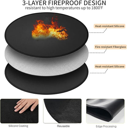 SheeChung Fire Pit Mat Round 48''for Solo Stove Yukon,Double-Sided Fireproof Oilproof Large Outdoor Under Grill Mat,BBQ Grill Accessories,Slip/Heat Resistant Fireplace Mat for Deck,Patio and Lawn
