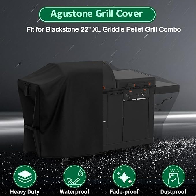 Grill Cover for Blackstone 22" XL Griddle Pellet Grill Combo, Waterproof Outdoor BBQ Griddle Cover for Blackstone Omnivore Griddle Comb - Black