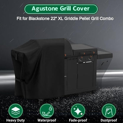 Grill Cover for Blackstone 22" XL Griddle Pellet Grill Combo, Waterproof Outdoor BBQ Griddle Cover for Blackstone Omnivore Griddle Comb - Black