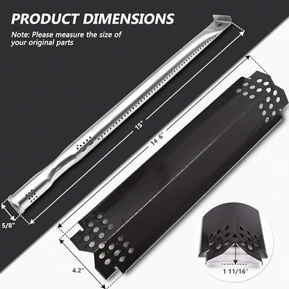 Criditpid Grill Replacement Parts for Nexgrill 720-0882A 720-0882AE 730-0882 730-0882AE, Grill Heat Plates, Burner Tubes, Igniter & Cast Iron Grates for Nexgrill Evolution Infrared Plus 5-Burner Grill
