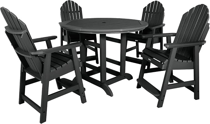 highwood 5 Piece Hamilton Round Counter Height Dining Set, Black