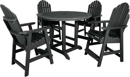 highwood 5 Piece Hamilton Round Counter Height Dining Set, Black