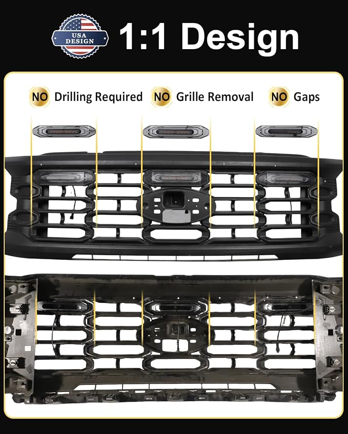 Front Grill Raptor Lights for Ford F150 2024 2025 2026 (White, XL) | 5th Gen F150 Grille Marker Lights, Waterproof F150 LED Lights Accessories, Snap-in Installation, OEM Style, Off-road Driving