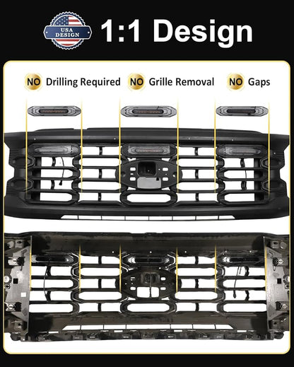 Front Grill Raptor Lights for Ford F150 2024 2025 2026 (White, XL) | 5th Gen F150 Grille Marker Lights, Waterproof F150 LED Lights Accessories, Snap-in Installation, OEM Style, Off-road Driving