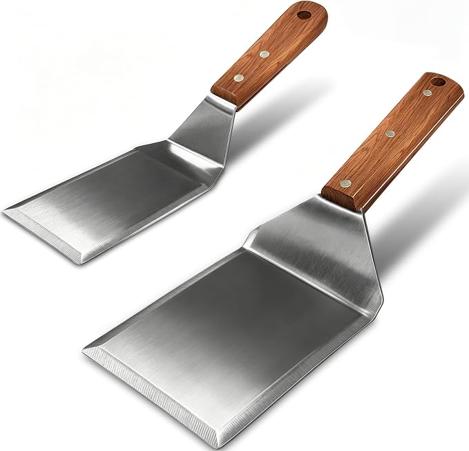 Thicker Metal Griddle Spatula Smash Burger Spatula | Stainless Steel Barbecue Grill Tool, Grill Accessories for Blackstone,Full Tang Handle,Beveled Edges,Thicker Steel Blade