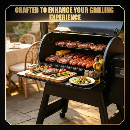 QuliMetal Folding Front Shelf for Traeger Pro 780 and Ironwood 885 Pellet Grills – Steel Grill Accessory,Compatible with Traeger BAC442, Ideal for Food Prep and Storage, 32.9'' X 11.5''